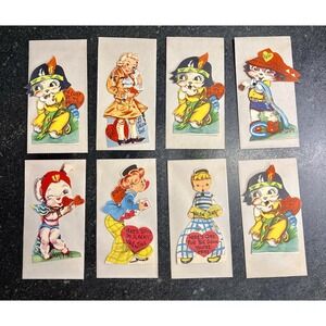 Lot Of 8 Vintage 1940s Unused Articulated Valentine's Day‎ cards